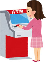 海外キャッシングでATMを利用する女性