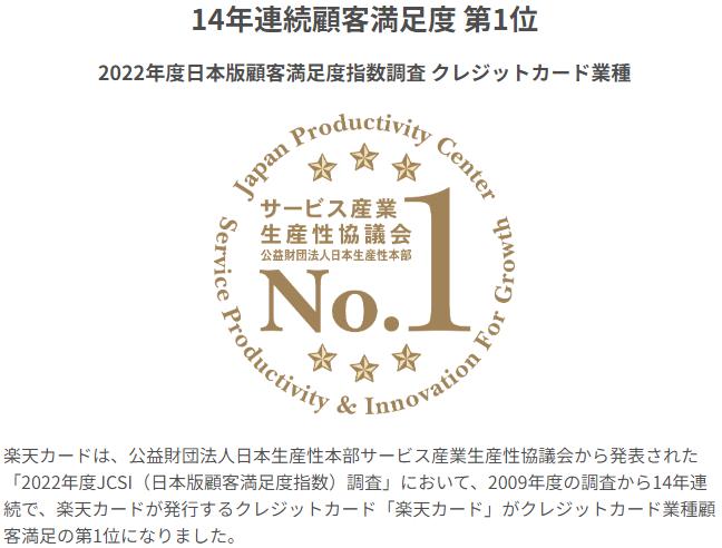 「楽天カード」はクレジットカード業種顧客満足度で14年連続第1位の開設画像