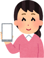 スマホの画面を見せる人のイラスト