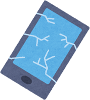 画面が割れたスマートフォン